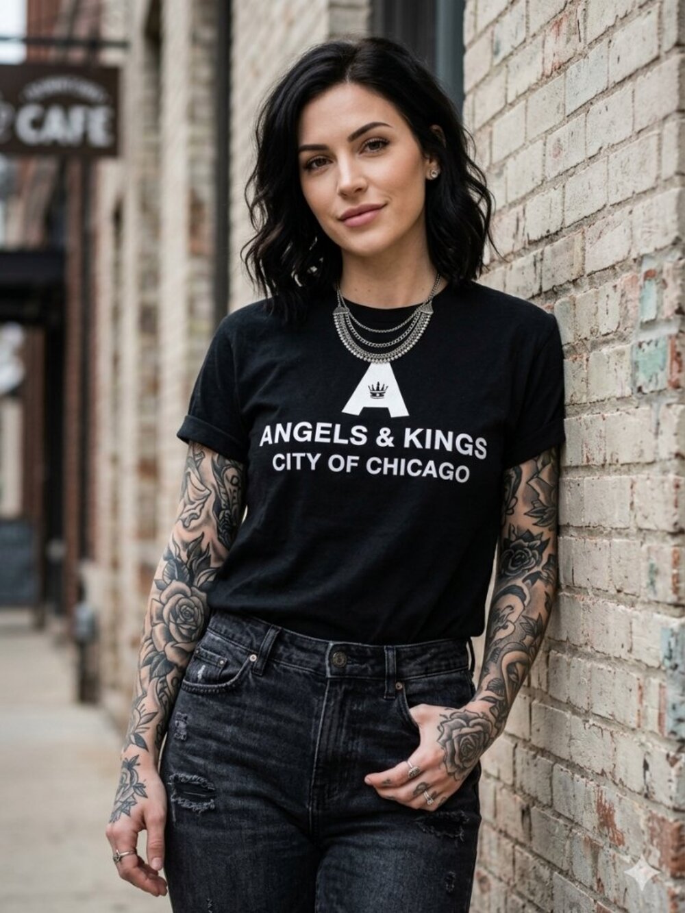 Vintage Angels & Kings Chicago Pete Wentz Bar T-Shirt Black Alstyle Medium